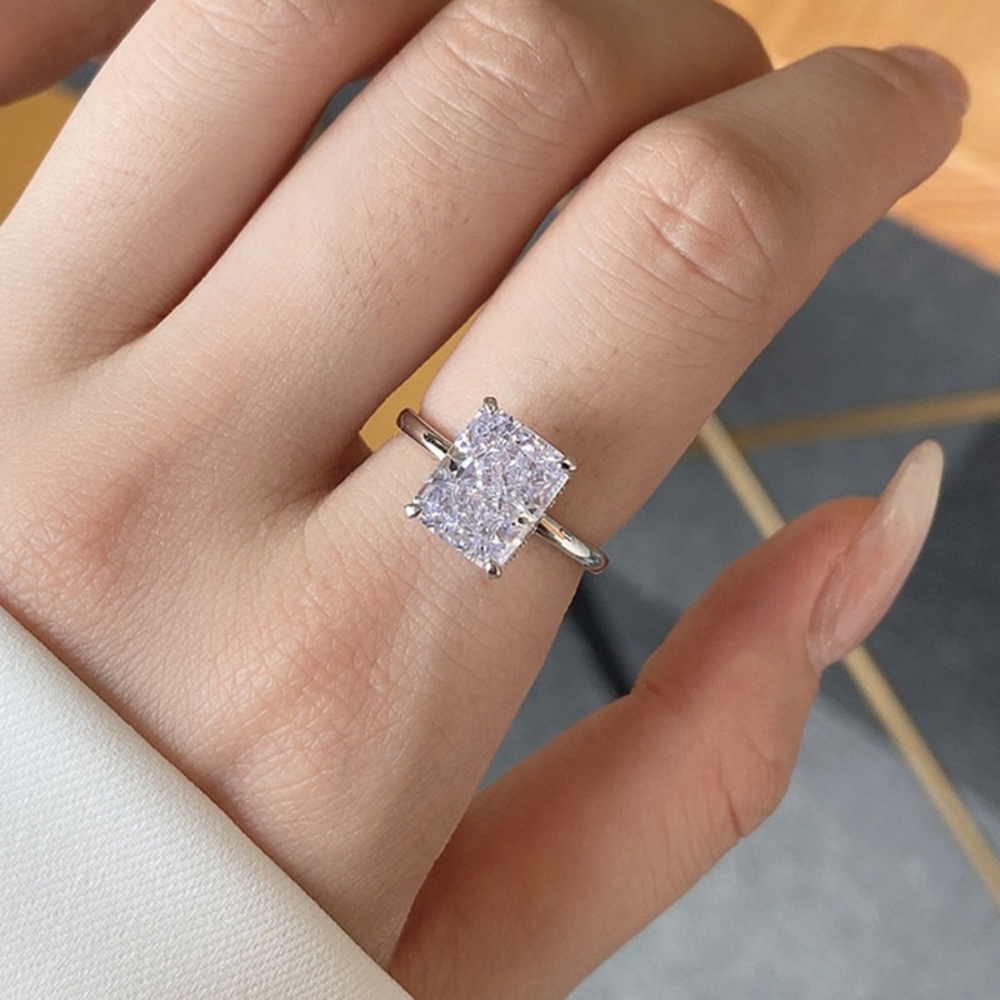 Sterling silver crushed ice cut diamond ring - Picture 5 of 7